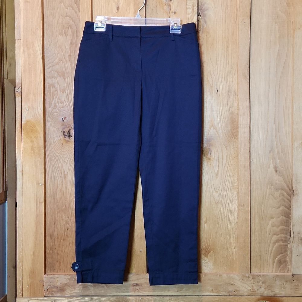 Talbots Perfect Crop Slim Leg Mid Rise Casual Cotton Pants, Size 2, Dark Blue
